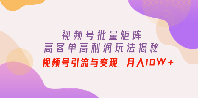 图片[1]-视频批量矩阵玩法秘诀_视频号引流_实现售卖高利润产品-爱分享资源网