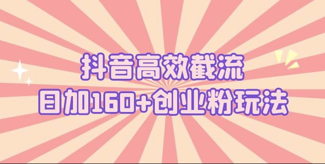 图片[1]-创业必备：抖音日均加160+截流高效玩法！