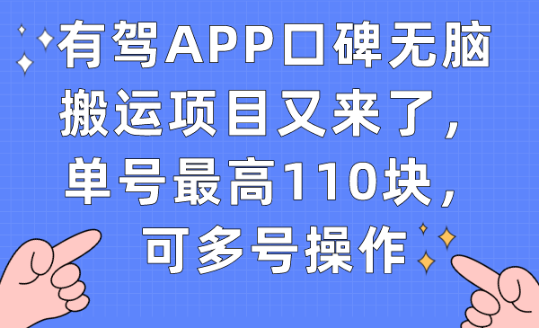 图片[1]-有驾APP口碑无脑搬运项目_赚取高额报酬_多号操作更佳