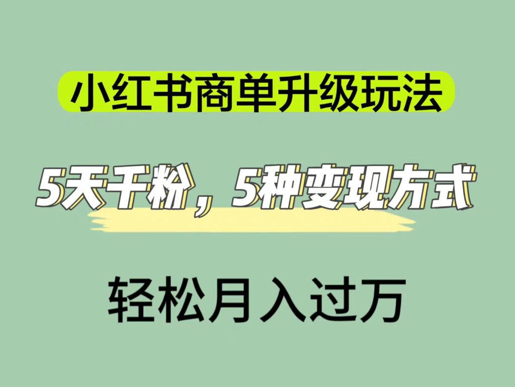 图片[1]-小红书商单升级攻略_5天快速获得千粉_掌握5种变现渠道_实现每月1万收入