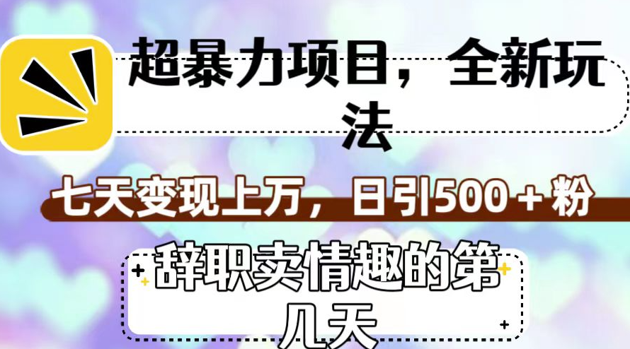 图片[1]-全新玩法暴利项目_卖情趣七天变现上万-爱分享资源网