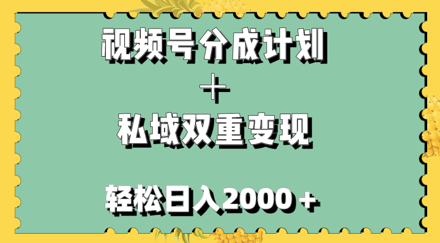 图片[1]-视频号分成计划与私域变现_日入千元_零门槛快速上手-爱分享资源网