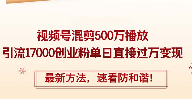 图片[1]-如何通过精华视频号混剪实现500万播放_吸引17000创业粉丝_单日收益突破万元