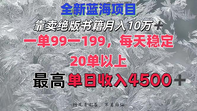 图片[1]-如何靠售卖绝版书籍月入10万+：每单99-199元_一天接20单_最高日赚4500+