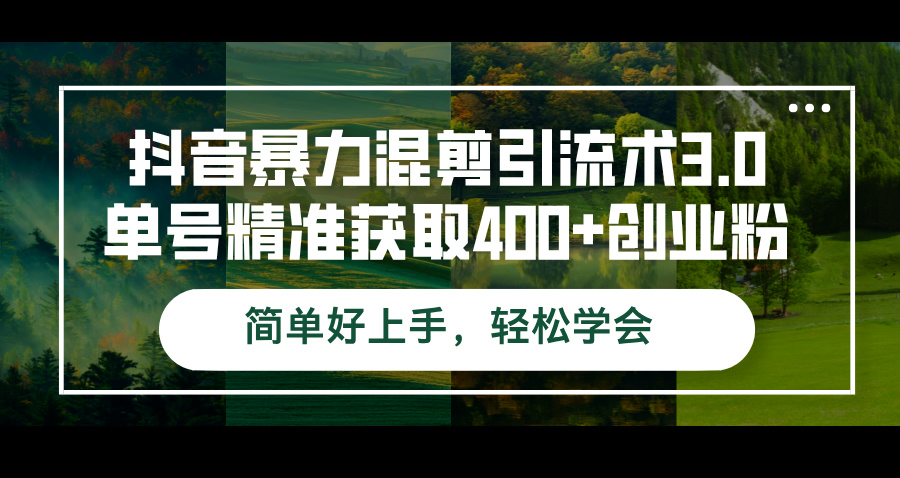 图片[1]-抖音引流秘籍3.0：精准获取400+创业粉丝的暴力混剪技巧