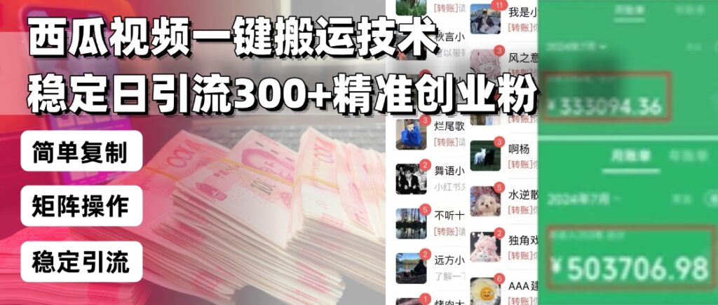 图片[1]-西瓜视频搬运_引流300+创业粉_团队可复制的高效策略-爱分享资源网