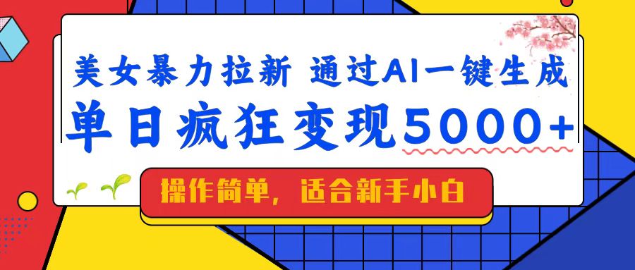 图片[1]-小白秒变赚钱高手_AI一键生成带来5000+暴力拉新收益_实现月入过万