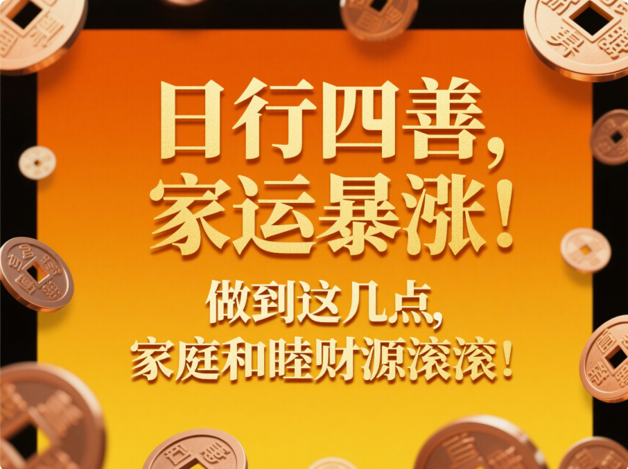 日行四善，家运暴涨！做到这几点，家庭和睦财源滚滚！