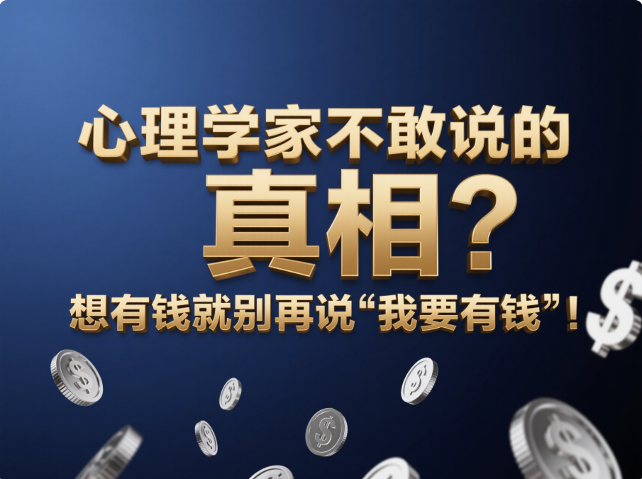 心理学家不敢说的真相：想有钱就别再说'我要有钱'