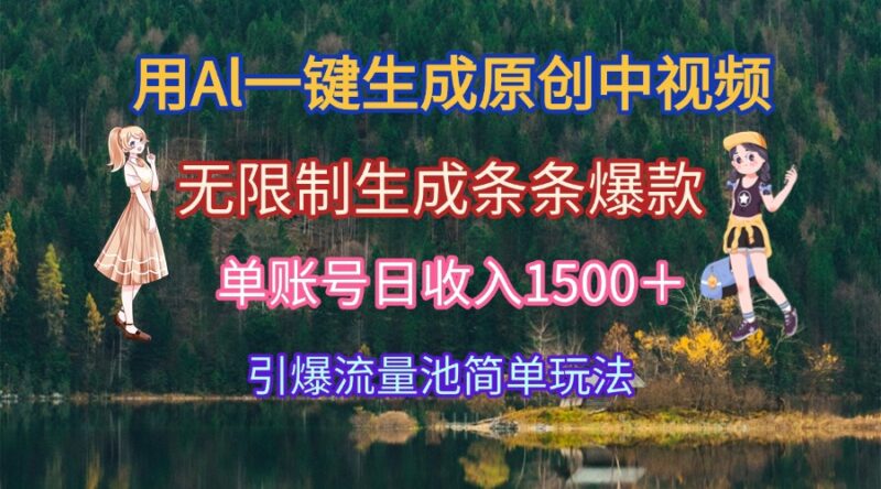 AI一键生成原创中视频_创作爆款内容_日赚1500+-爱分享资源网