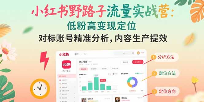 小红书野路子流量破局法：低粉高变现定位对标精准分析与内容提效指南-爱分享资源网