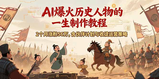 AI历史人物赛道课程：2个月涨粉56万_揭秘伙伴计划与收徒运营秘诀_打造百万粉丝之路-爱分享资源网