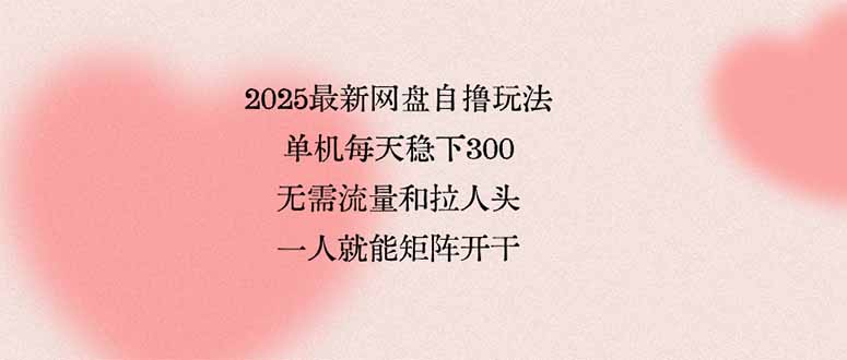 2025年最新网盘自撸玩法-单机操作日赚3张-零流量-零拉人头