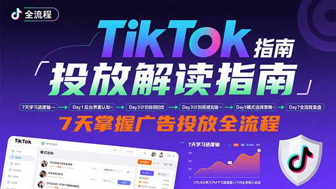 TikTok广告投放完全指南：后台设置-计划创建-模式选择-7天掌握投放技巧-提升曝光与转化