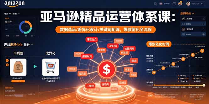 亚马逊爆款打造全流程：数据驱动选品-差异化设计与关键词矩阵精细化运营
