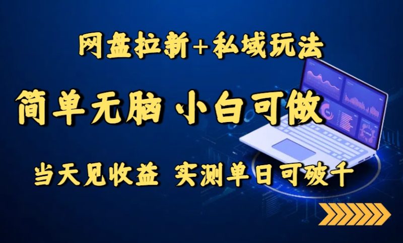 网盘拉新+私域玩法-无需经验-轻松上手-实测当天收益破千-操作简单直接-爱分享资源网