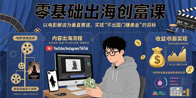 零基础出海创富课程：电影解说成为你的美金赚取之路-爱分享资源网