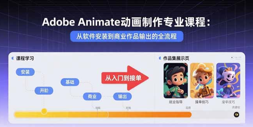 图片[1]-Adobe Animate动画制作全程指南：从安装到商业作品输出-掌握动画制作技巧