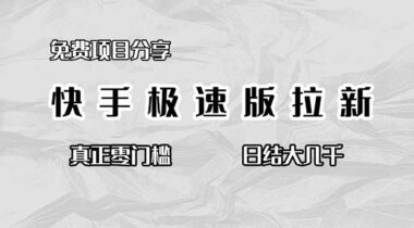 快手极速版拉新项目：官方对接-日赚千元不是事儿-爱分享资源网