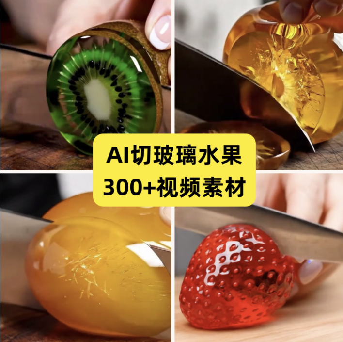图片[1]-AI切水果玻璃视频素材：治愈系短视频制作教程-助眠与放松必备