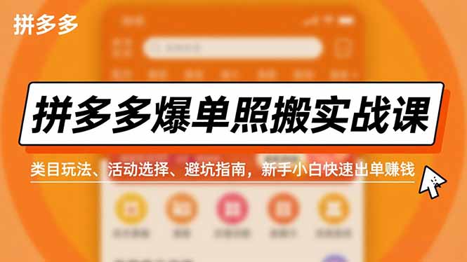 图片[1]-拼多多爆单秘籍大公开-照搬实战课-类目玩法+活动精选+避坑全攻略-小白秒变出单高手