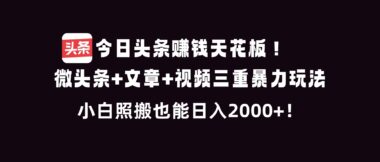今日头条暴利秘籍：三重玩法-小白照搬也能日赚2000+-爱分享资源网