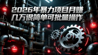 2026暴力掘金秘籍：月入数万轻松实现-低成本高回报批量操作指南