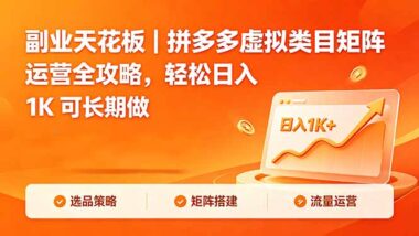 拼多多虚拟类目副业还能做吗？矩阵运营天花板全攻略-实测日入1000+可长期躺赚-爱分享资源网