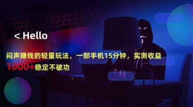 手机15分钟闷声搞钱-亲测日赚1000+不翻车-这套轻量玩法太稳了-爱分享资源网