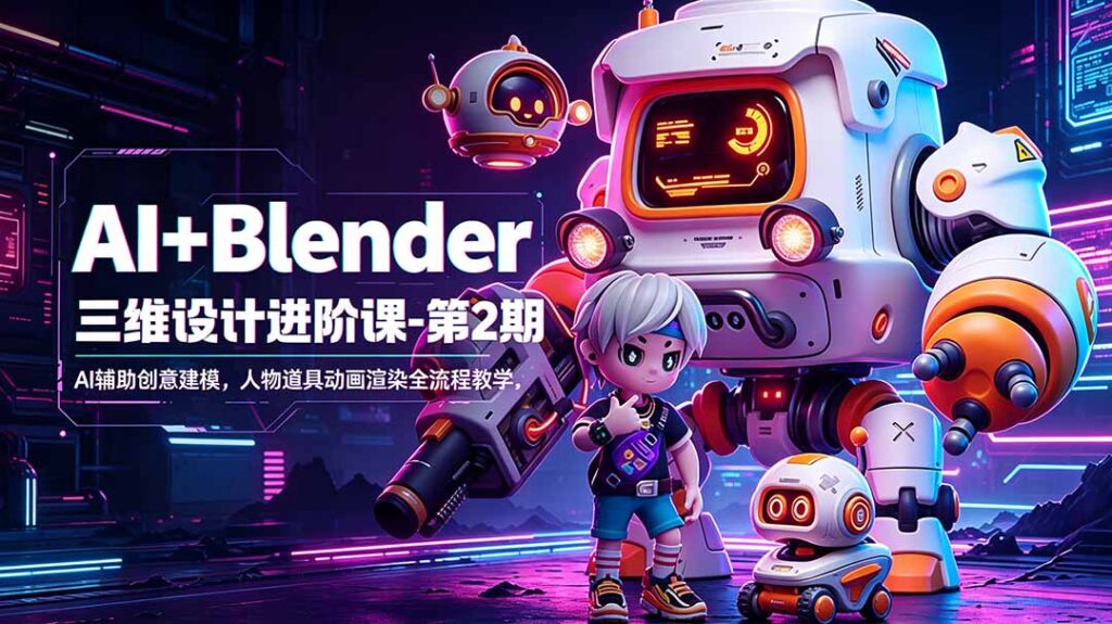 图片[1]-AI+Blender进阶课第2期：AI辅助创意建模太炸了-人物道具动画渲染全流程手把手教-小白也能学会