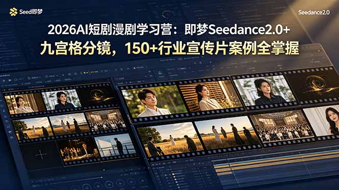 图片[1]-2026AI短剧变现必修课：即梦Seedance2.0+九宫格分镜-抄作业150+爆款案例-新手7天速成
